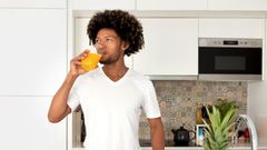 Man taking energy giving foods