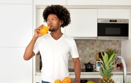Man taking energy giving foods