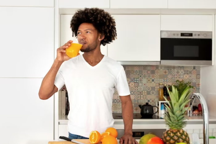 Man taking energy giving foods