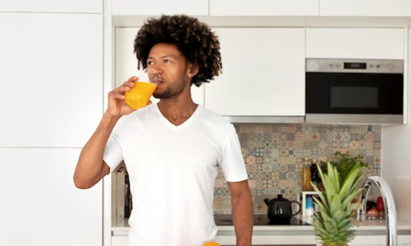 Man taking energy giving foods