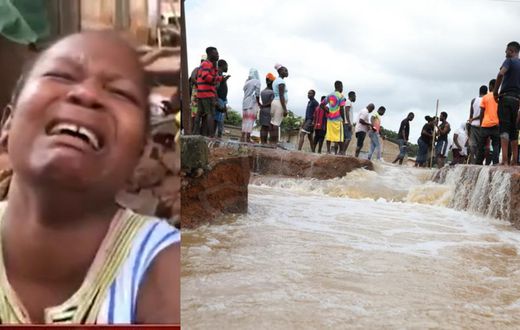 Bereaved mother cries inconsolably as flood water kills her 2 children in Accra
