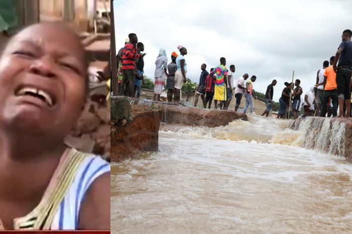 Bereaved mother cries inconsolably as flood water kills her 2 children in Accra