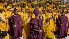#Chivido2024: Davido and his groomsmen colourfully show up for his wedding
