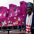 Ghanaian artist Ibrahim Mahama's work of art at the the Barbican Centre in London