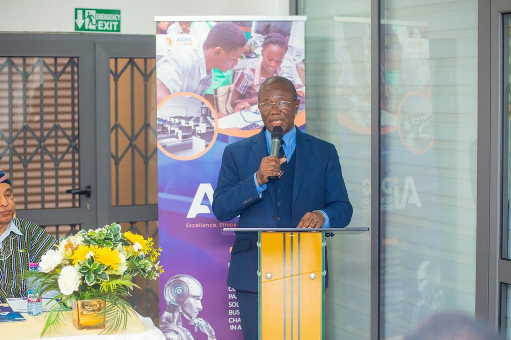 Ambrose Yennah, Executive Chairman of AIDEC Digital speaking at the official opening of the AIDEC AI Centre of Excellence