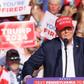 Former President Donald Trump moments before he's rushed off the stage at a rally in Butler, Pennsylvania.Brendan McDermid/Reuters