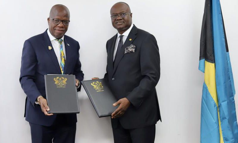 (L-R) H.E. Andrew Wilson, Ambassador of The Commonwealth of The Bahamas to the Republic of Ghana with Honourable Kwaku Ampratwum-Sarpong, M.P., Deputy Minister for Foreign Affairs and Regional Integration