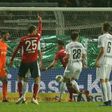Bayern Munich forward Thomas Mueller celebrates converting a penalty in the 2-1 win at Roedinghausen