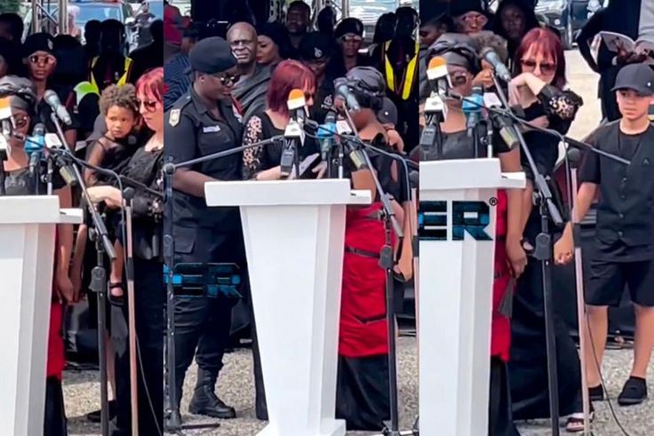 Emotional moment Christian Atsu's wife couldn't read tribute at his funeral (WATCH)