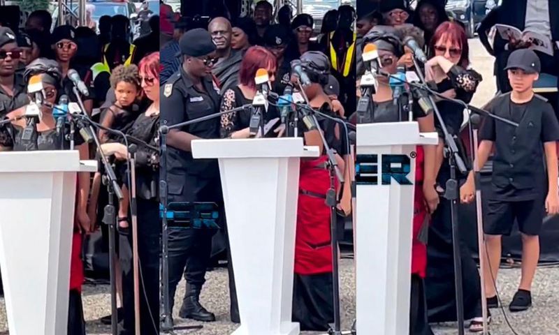 Emotional moment Christian Atsu's wife couldn't read tribute at his funeral (WATCH)