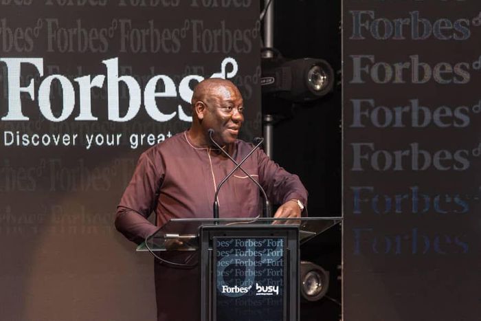 Dep. Minister f Communications speaking at Forbes8 launch