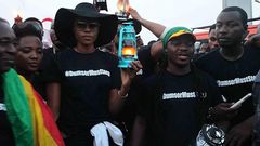 Yvonne Nelson and supporters at 2016 Dumsor Must Stop vigil