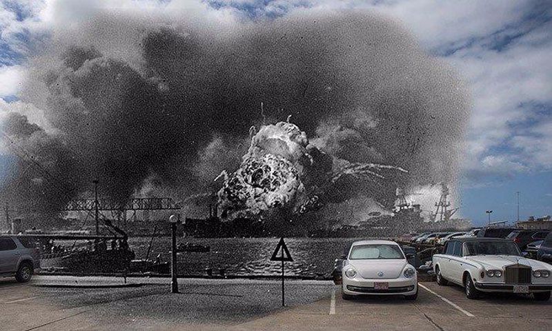 USS Shaw Explodes Pearl Harbor