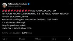 Uncle Olu Jacobs is alive - Kate Henshaw debunks fresh rumour of actor's death