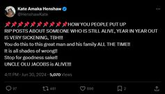Uncle Olu Jacobs is alive - Kate Henshaw debunks fresh rumour of actor's death