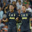 Cristiano Ronaldo received support from team-mate Federico Bernardeschi as he expressed disbelief after receiving a red card in Valencia