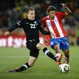 New Zealand's striker Jeremy Brockie (L) fights for the ball with Paraguay's midfielder Enrique Vera during the Group F first round 2010 World Cup football match Paraguay vs. New Zealand on June 24, 2010 at Peter Mokaba stadium in Polokwane. NO PUSH TO...