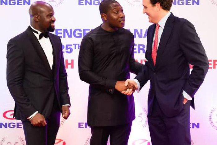 Brent Nartey MD Engen Ghana Ltd; Hon. Krapa (Dep. Minister of Energy) and Guy Hacking (CEO of Mocoh).