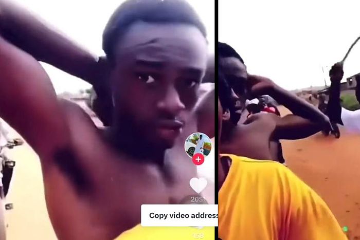 Alleged thief placed on a moving motorbike; other riders flog him as they parade him