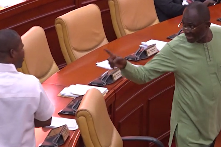 Tension in parliament as angry Kennedy Agyapong clashes with fellow MP Sylvester Tetteh