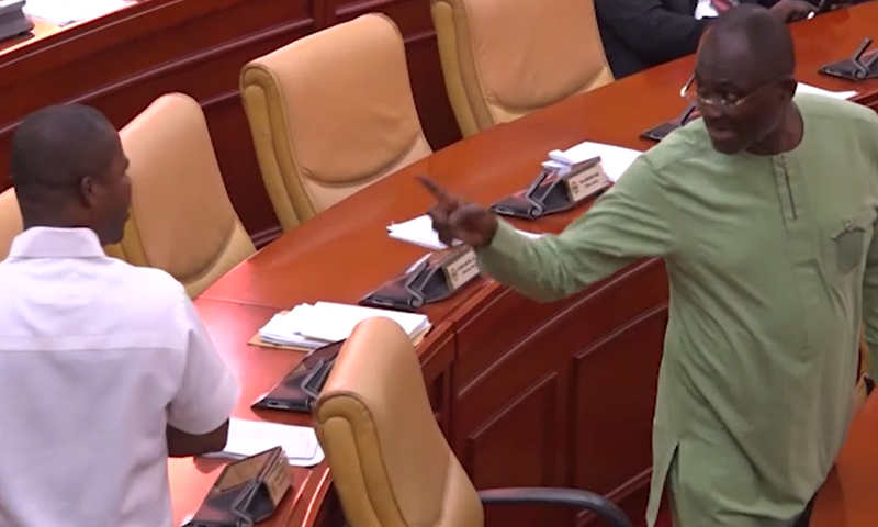 Tension in parliament as angry Kennedy Agyapong clashes with fellow MP Sylvester Tetteh