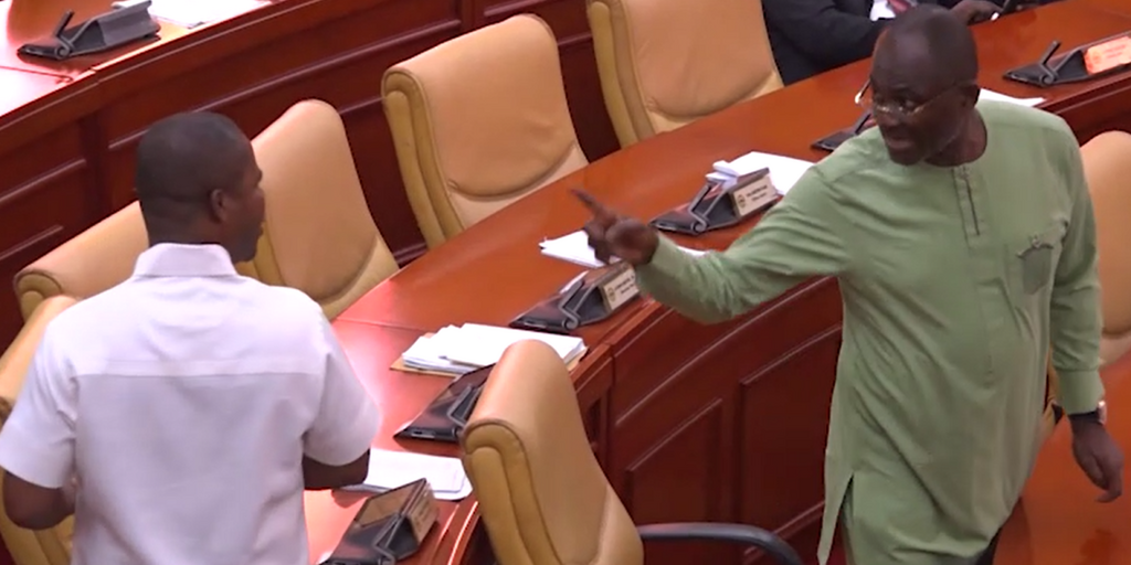 Tension in parliament as angry Kennedy Agyapong clashes with fellow MP Sylvester Tetteh
