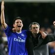 Frank Lampard (left) and then Chelsea manager Jose Mourinho pictured together in 2005