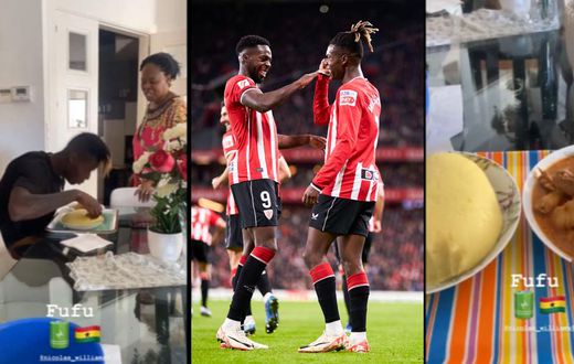 Inaki and Nico Williams feast on fufu ahead of Copa del Rey final (Video)