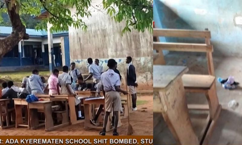 Students forced to study under trees due to continuous mystery defecation in classrooms