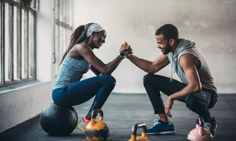 Couple exercising