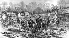 The British attack on the Asante capital of Kumasi was portrayed in this 19th-Century illustration