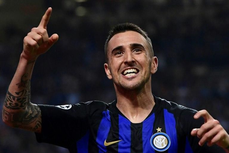Inter Milan's Uruguayan midfielder Matias Vecino scored the winner against Tottenham in the San Siro.