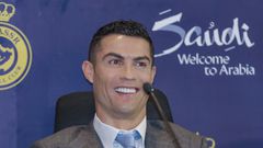 Ronaldo at his unveiling press conference for Al-Nassr