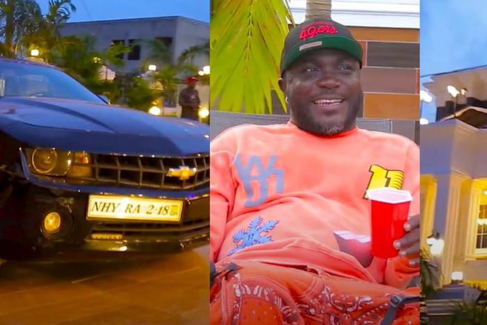 Nhyiraba Kojo flaunts his mansion