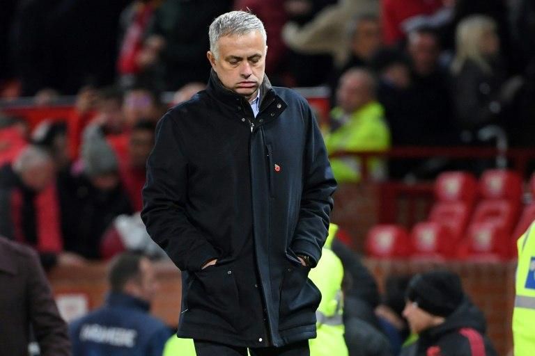 Manchester United Jose Mourinho breaths a sigh of relief after a 2-1 win over Everton