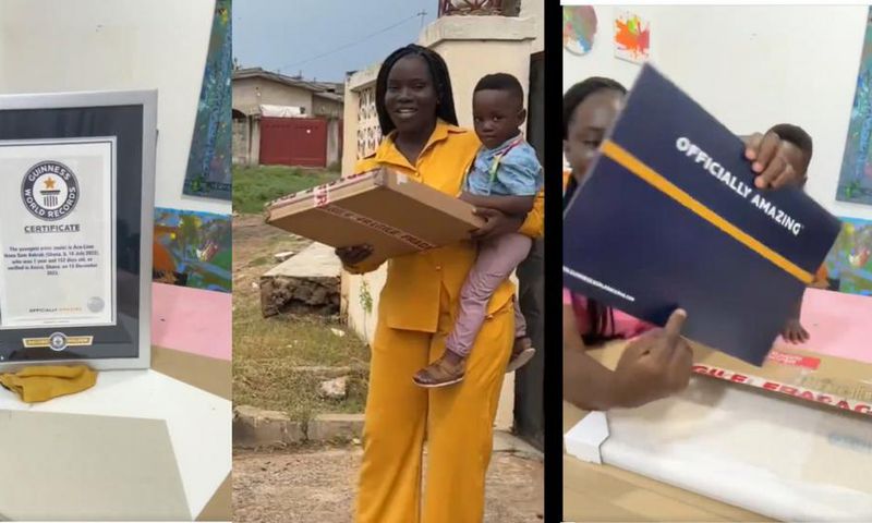 Youngest artist Ace-Liam's mum shows how she received son’s genuine GWR certificate