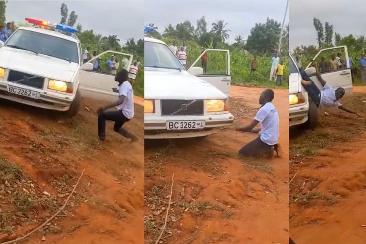 Ambulance driver performs shocking stunt with moving car, netizens say it's juju