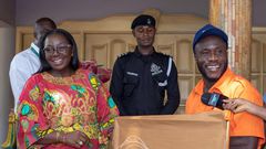 Ras Nene turns delivery man for Asantehene as he delivers Val's Day gift to Lady Julia