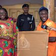 Ras Nene turns delivery man for Asantehene as he delivers Val's Day gift to Lady Julia