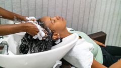 Lady washing her hair