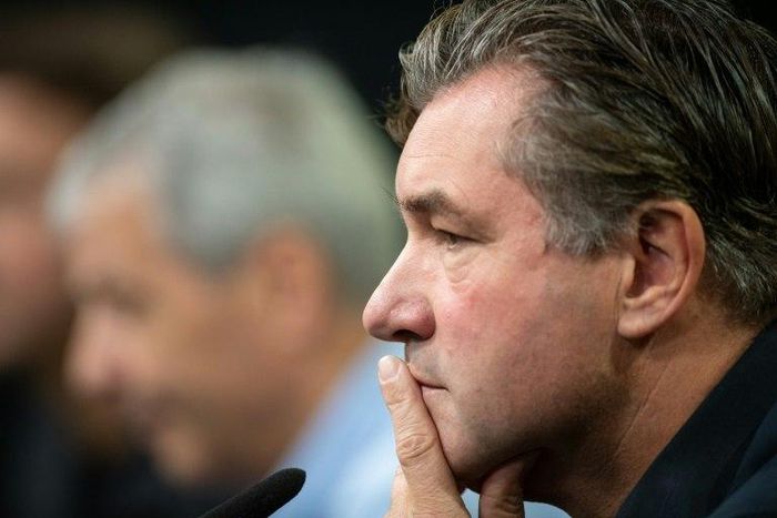 Borussia Dortmund sports director Michael Zorc (R) rejects the notion that defending champions Bayern Munich are underdogs for Saturday's Bundesliga showdown against the current leaders at Signal Iduna Park.