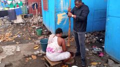 John Dumelo pounds fufu on door-to-door campaign