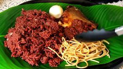 Waakye is a popular Ghanaian dish originated from northern Ghana, where rice and beans are staple food crops.