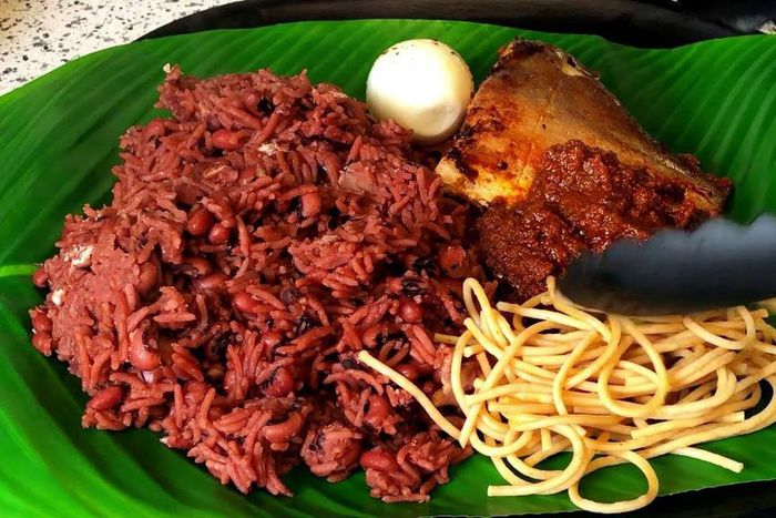 Waakye is a popular Ghanaian dish originated from northern Ghana, where rice and beans are staple food crops.