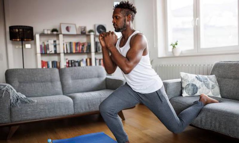 A man working out from his house