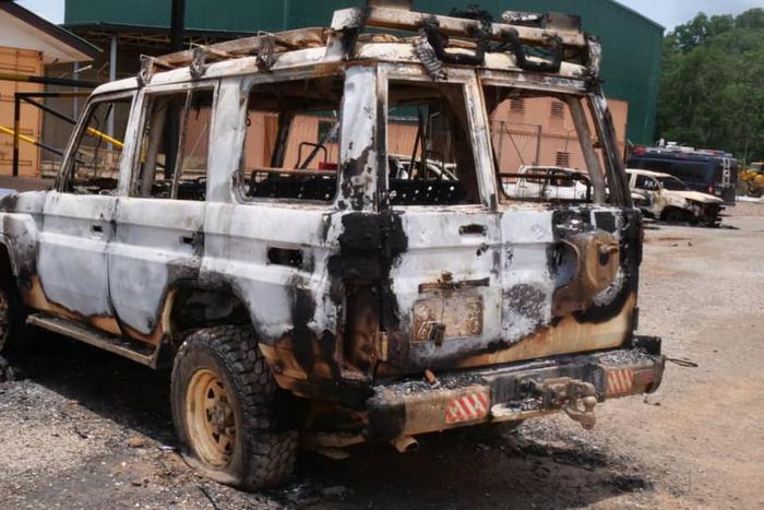 Golden Star Wassa Mine car burnt