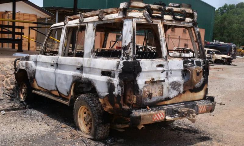 Golden Star Wassa Mine car burnt
