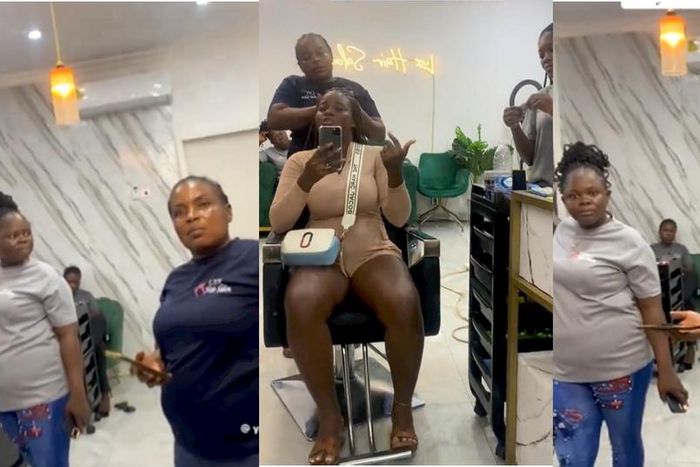 Lady exposes hairdressers insulting her in Ewe, salon owner finally responds