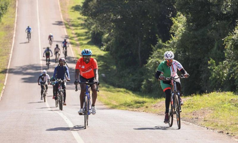 Mama Rachel Ruto with her cycling club on January 26, 2021