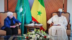 Senegal's President Macky Sall and US Treasury Secretary Janet Yellen